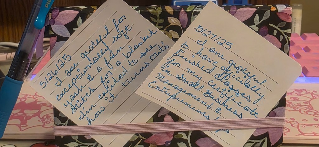 Gratitude Jar 2025 for May 26th and 27th