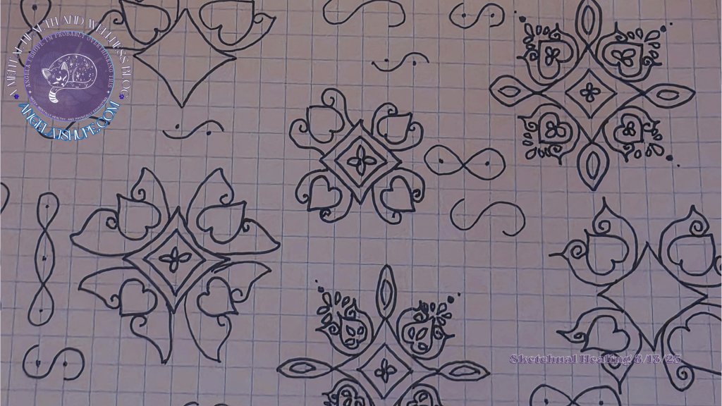 Patterned sketchual healing line art practice from August 13th, 2025 by Angela J Shupe