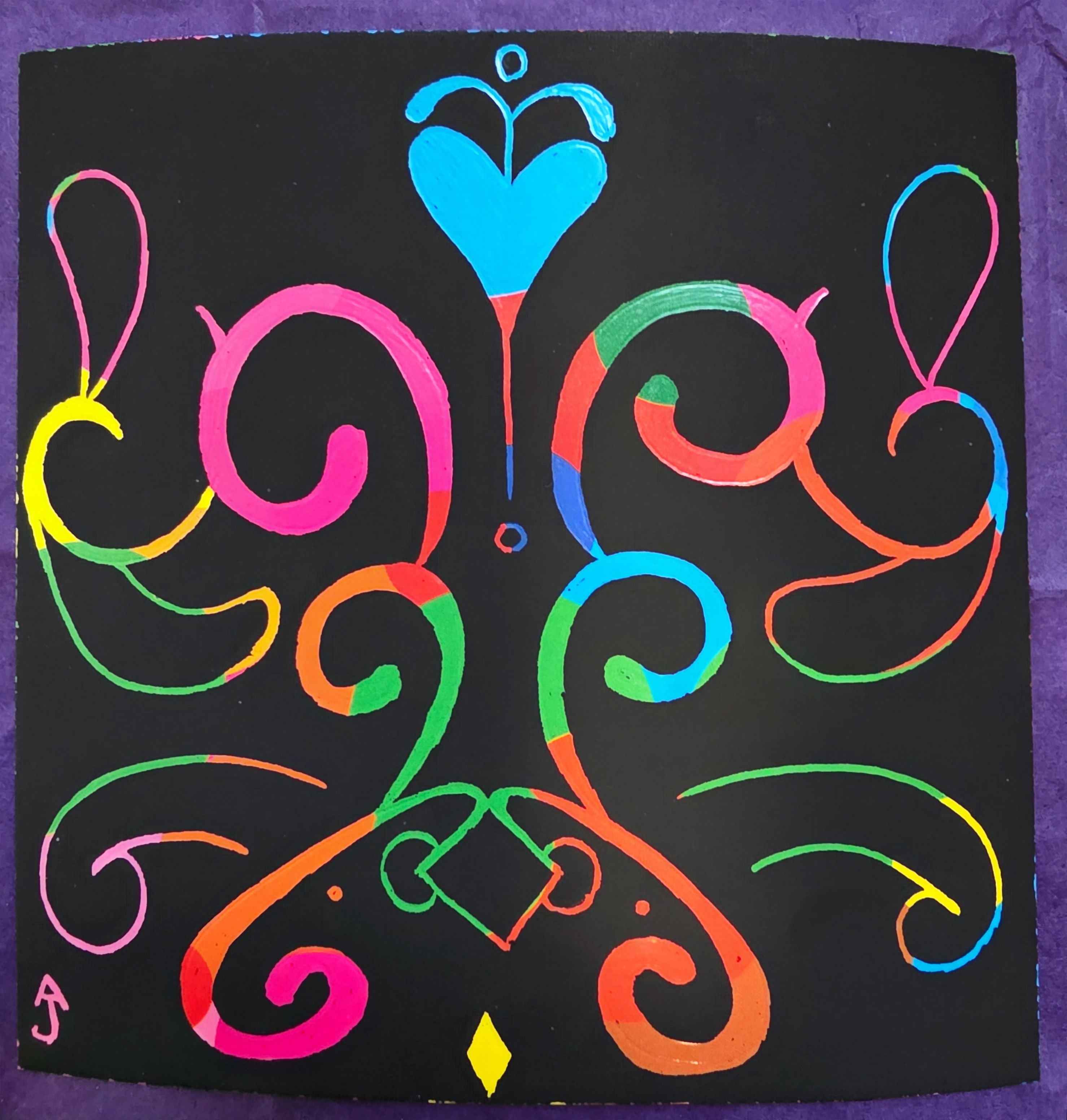 an image of scratch art featuring various line art designs.